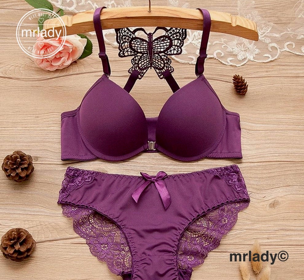 PREMIUM FRONT OPEN BUTTERFLY BACK BRA SET