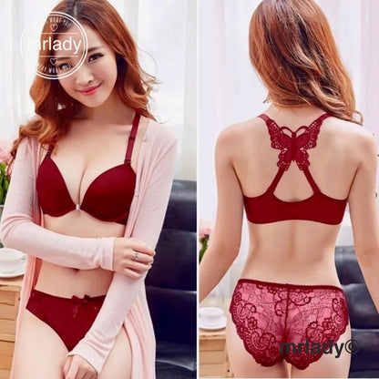 PREMIUM FRONT OPEN BUTTERFLY BACK BRA SET