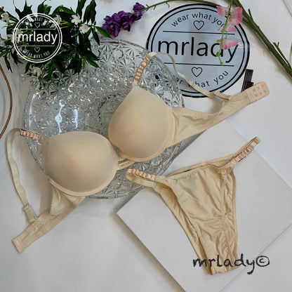 PREMIUM SOFT THIN PAD GOLD LOOP BRIDAL BRA SET