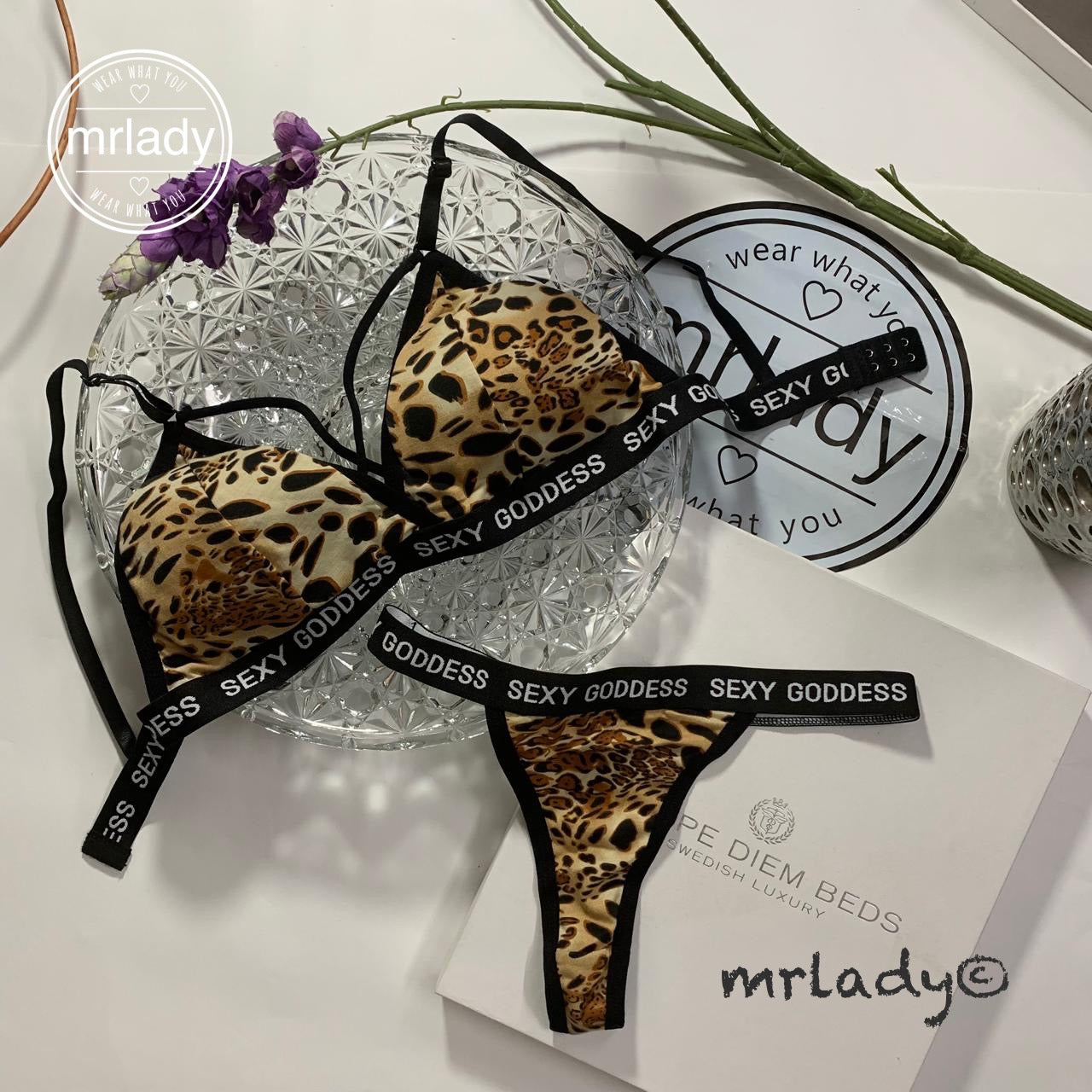 CHEETA PRINT REMOVABLE PAD BRA SET