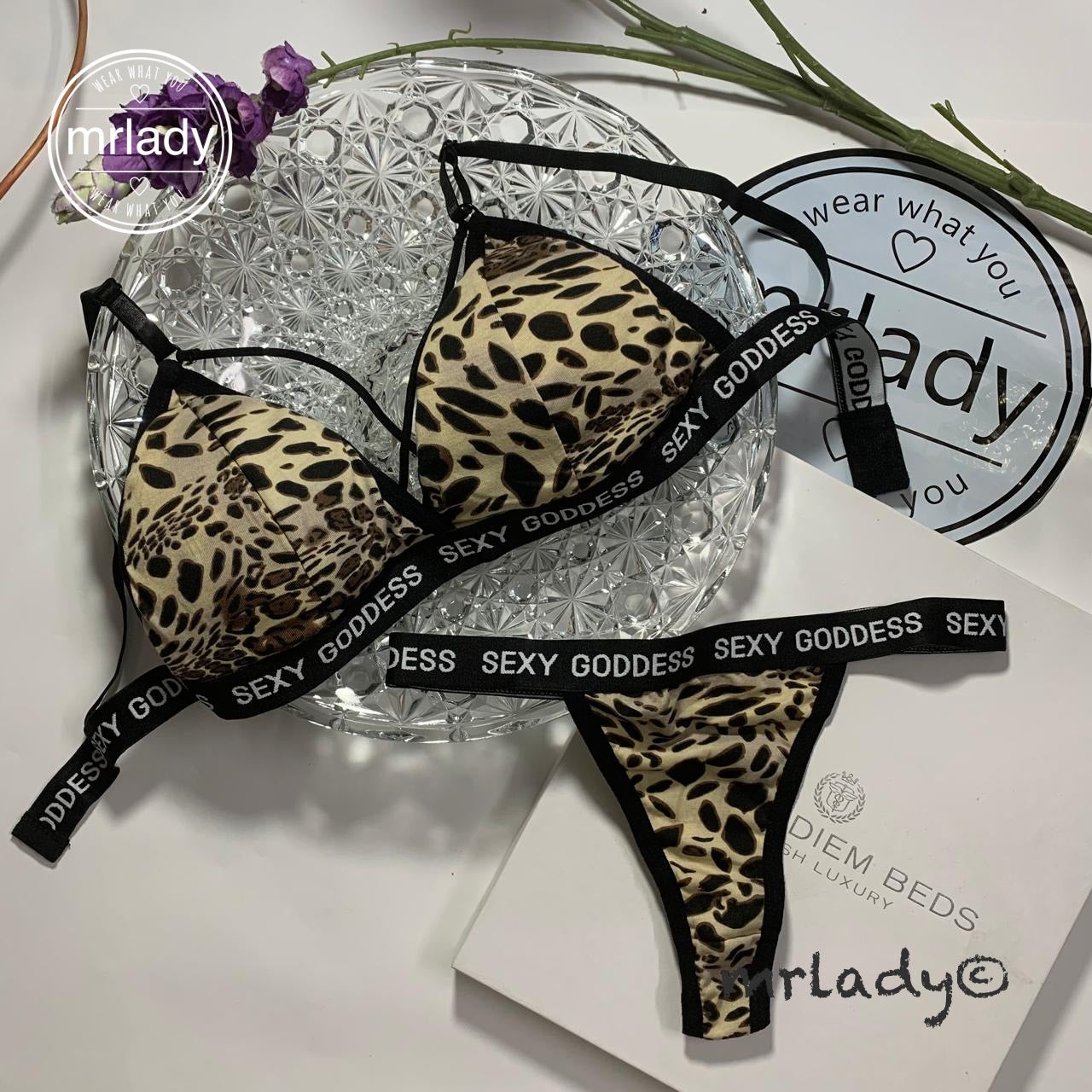 CHEETA PRINT REMOVABLE PAD BRA SET