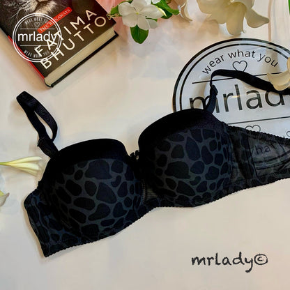 LEOPARD PRINT HALF CUP SOFT THIN PAD BRA