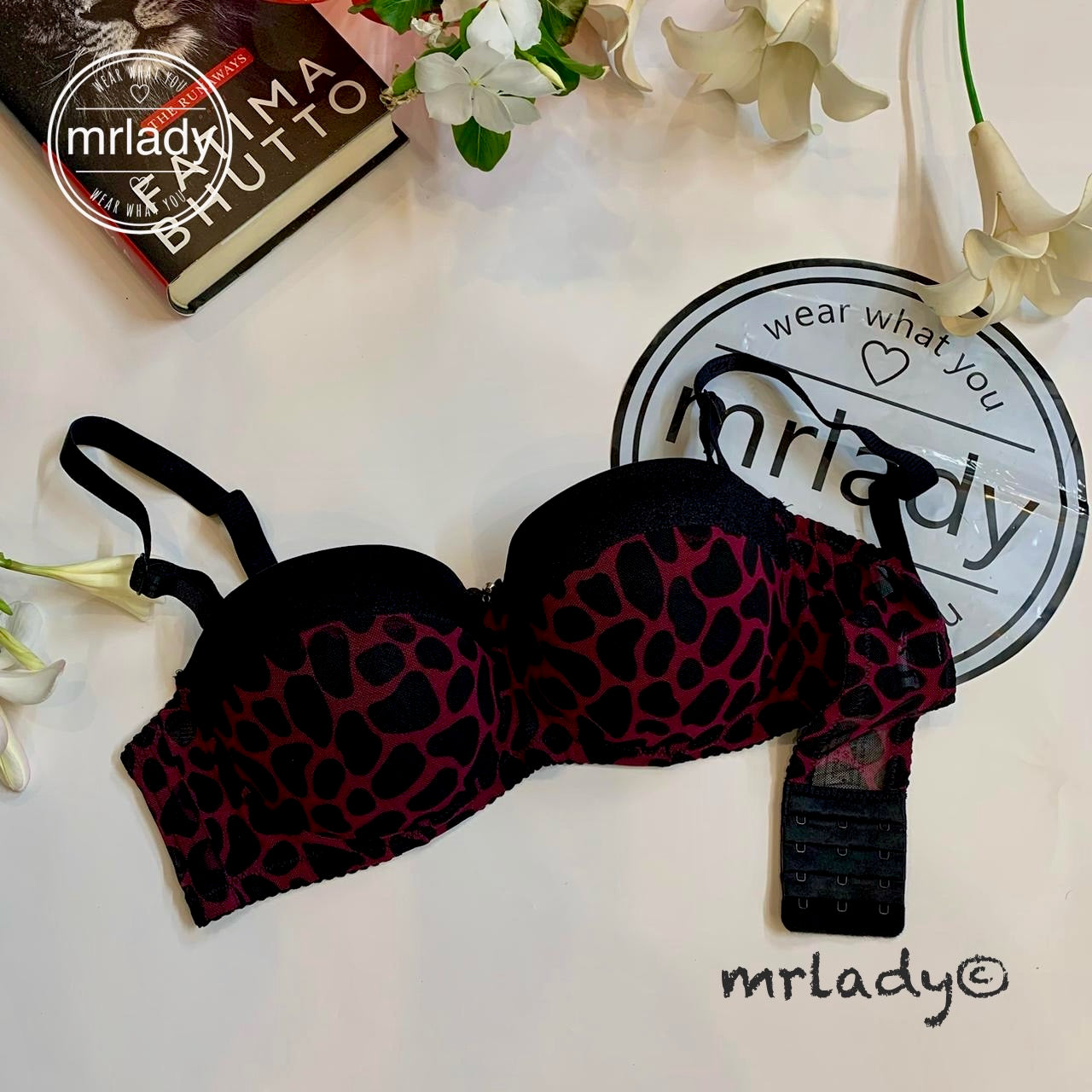 LEOPARD PRINT HALF CUP SOFT THIN PAD BRA