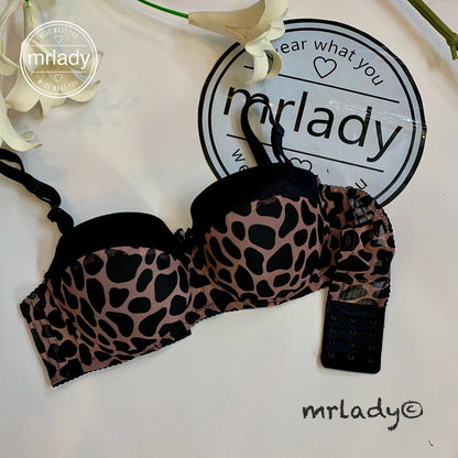 LEOPARD PRINT HALF CUP SOFT THIN PAD BRA