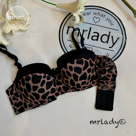 LEOPARD PRINT HALF CUP SOFT THIN PAD BRA