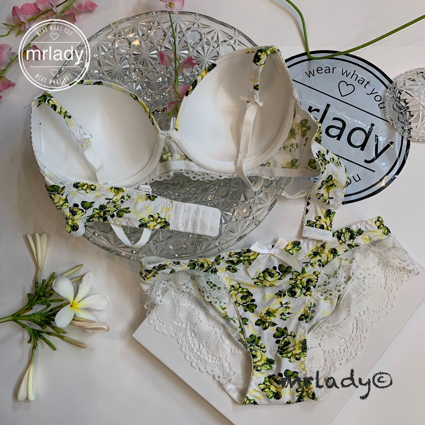 SPRING FLOWER THIN PAD BRA SET