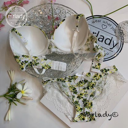 SPRING FLOWER THIN PAD BRA SET