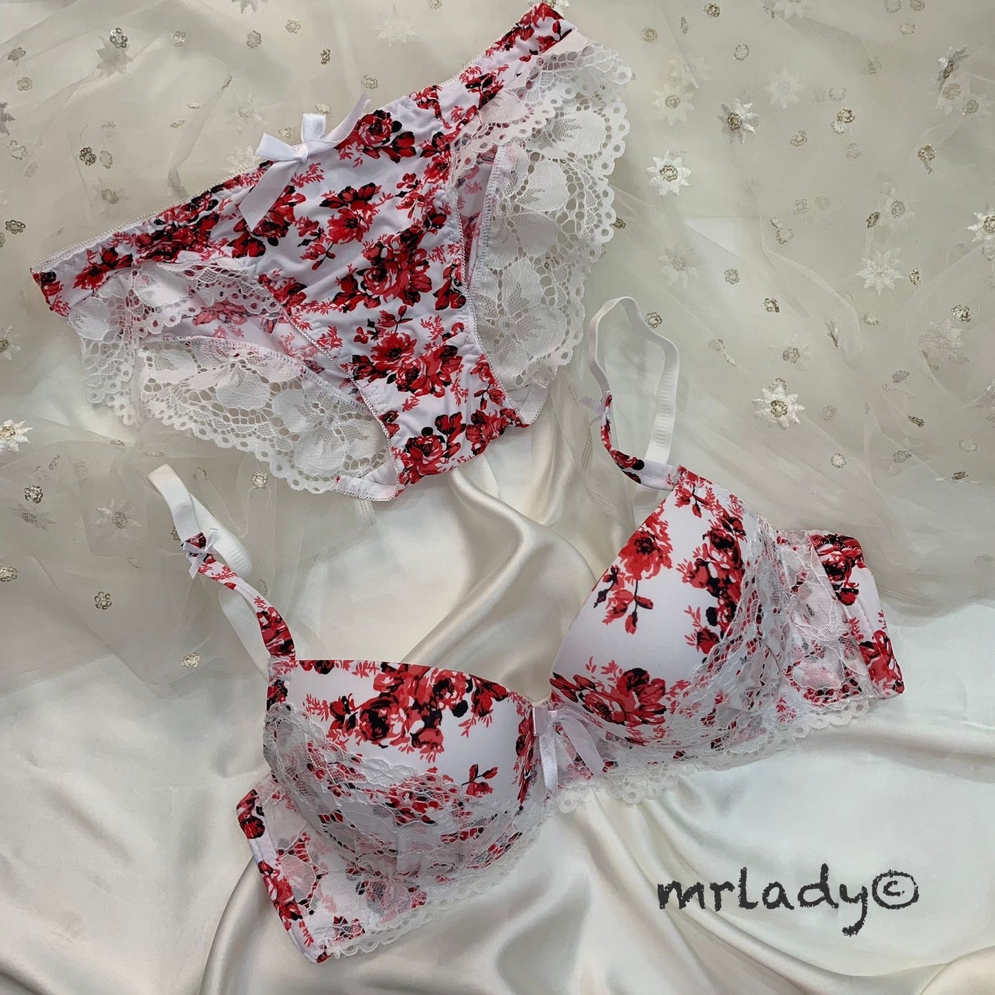 SPRING FLOWER THIN PAD BRA SET