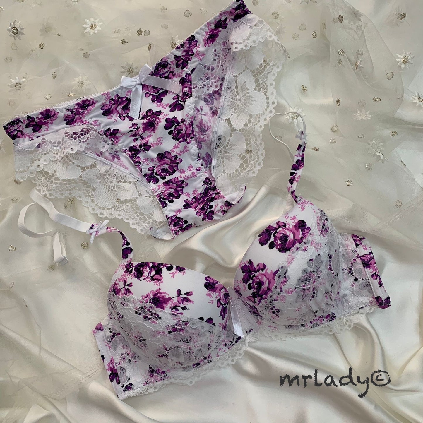 SPRING FLOWER THIN PAD BRA SET