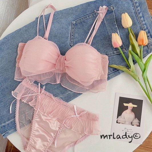 FRONT KNOT FANCY TISSUE BRA SET