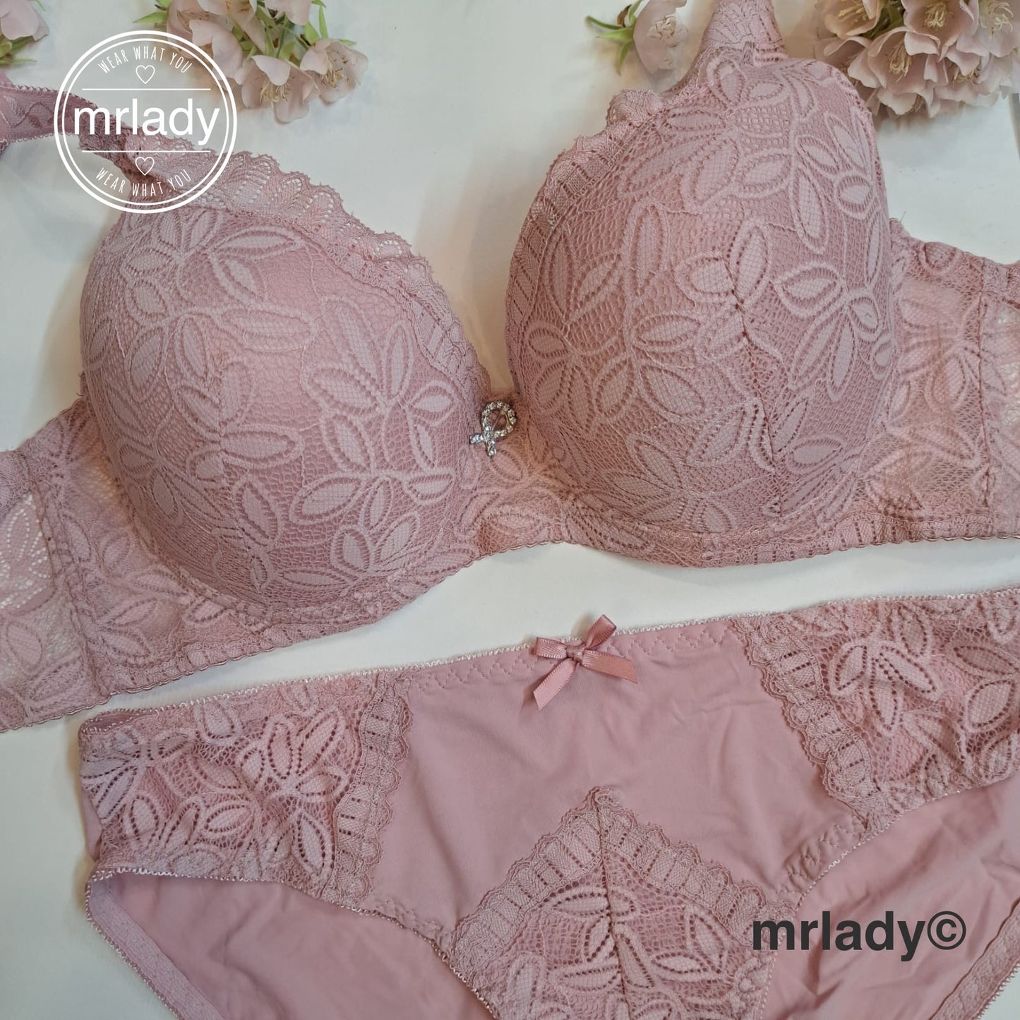 PREMIUM FLORAL THIN PAD BRA SET