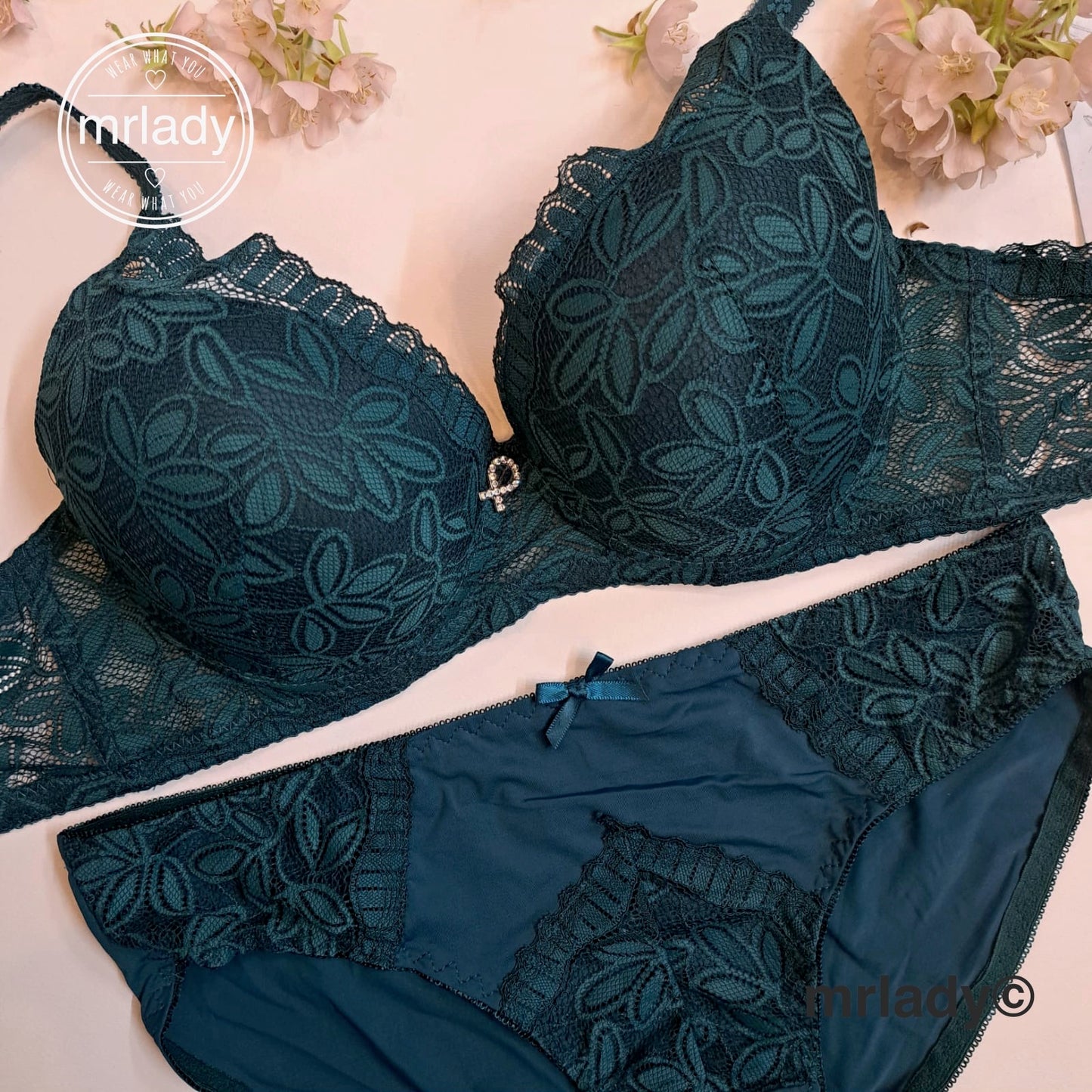 PREMIUM FLORAL THIN PAD BRA SET