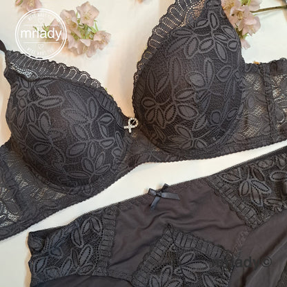 PREMIUM FLORAL THIN PAD BRA SET