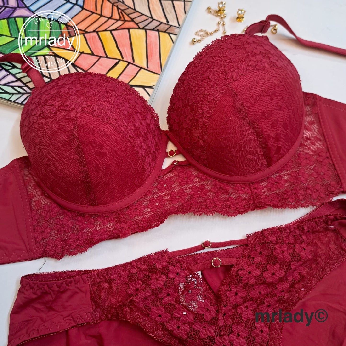 PREMIUM PUSH UP MINI FLOWER LACE BRA SET