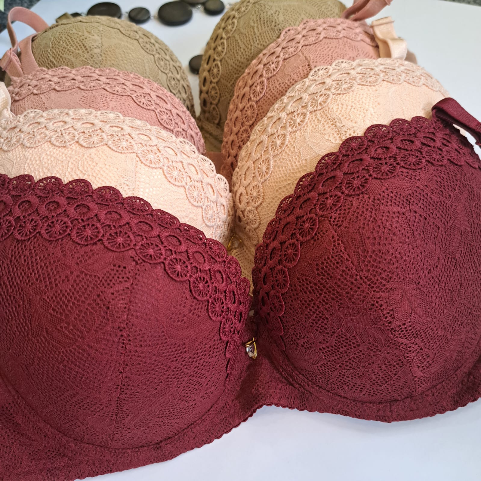 Stylish Lace Bras in Various Colors - Pack of 6