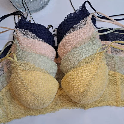 PREMIUM ZIG ZAG LINING NET PADDED BRA SET